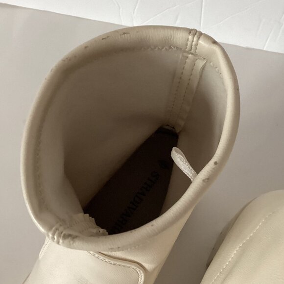 Stradivarius Women's Chunky Platform Ankle Boots Cream Ivory Booties Size 37 Y2K - Picture 10 of 12